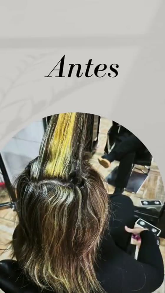 Cabello antes de la corrección de color en REVIVE